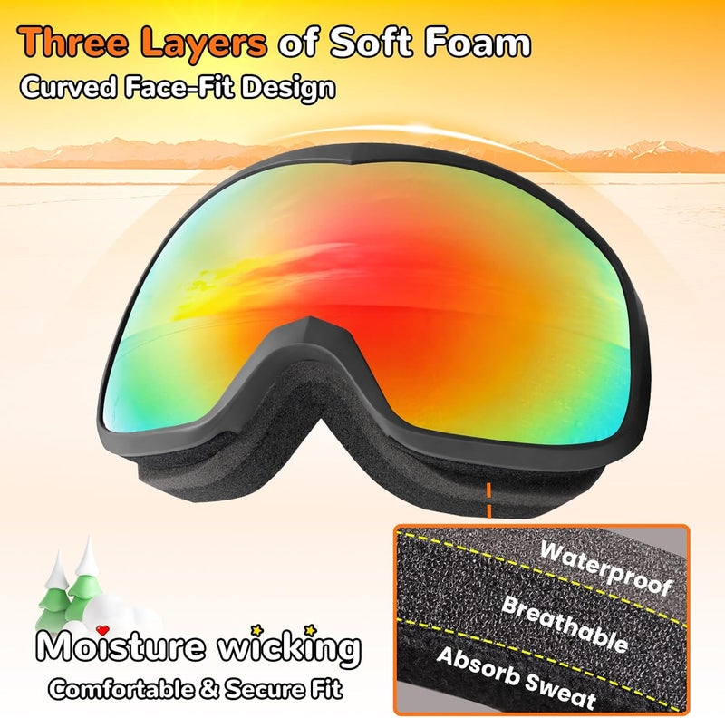 Keary Kids Ski Goggles for 3-14 Snowboard Goggles Kids Toddler Boys Girls Youth Snow Goggles 100% UV Protection Anti-Fog - Image 5
